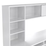 Scrivania Agnella, Scrittoio multiuso, Tavolo per ufficio porta PC, Piano di lavoro, 48x149 h156 cm, Bianco