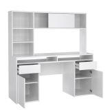 Scrivania Agnella, Scrittoio multiuso, Tavolo per ufficio porta PC, Piano di lavoro, 48x149 h156 cm, Bianco