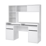 Scrivania Agnella, Scrittoio multiuso, Tavolo per ufficio porta PC, Piano di lavoro, 48x149 h156 cm, Bianco