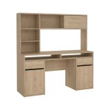 Scrivania Agnella, Scrittoio multiuso, Tavolo per ufficio porta PC, Piano di lavoro, 48x149 h156 cm, Rovere