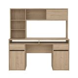 Scrivania Agnella, Scrittoio multiuso, Tavolo per ufficio porta PC, Piano di lavoro, 48x149 h156 cm, Rovere