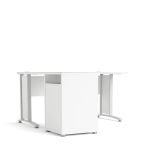 Scrivania Aimee, Scrittoio multiuso, Tavolo per ufficio porta PC, Piano di lavoro, 151x159 h75 cm, Bianco