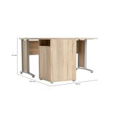 Scrivania Aimee, Scrittoio multiuso, Tavolo per ufficio porta PC, Piano di lavoro, 159x151 h75 cm, Grigio e Quercia