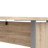 Scrivania Aimee, Scrittoio multiuso, Tavolo per ufficio porta PC, Piano di lavoro, 159x151 h75 cm, Grigio e Quercia