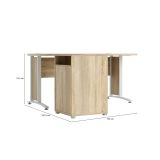Scrivania Aimee, Scrittoio multiuso, Tavolo per ufficio porta PC, Piano di lavoro, 159x151 h75 cm, Quercia e Bianco