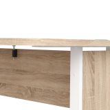 Scrivania Aimee, Scrittoio multiuso, Tavolo per ufficio porta PC, Piano di lavoro, 159x151 h75 cm, Quercia e Bianco