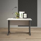 Scrivania Albertine, Scrittoio multiuso, Tavolo per ufficio porta PC, Piano di lavoro, 120x80 h75 cm, Bianco e Grigio
