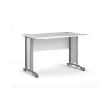 Scrivania Albertine, Scrittoio multiuso, Tavolo per ufficio porta PC, Piano di lavoro, 120x80 h75 cm, Bianco e Grigio