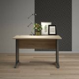 Scrivania Albertine, Scrittoio multiuso, Tavolo per ufficio porta PC, Piano di lavoro, 120x80 h75 cm, Grigio e Quercia