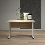 Scrivania Albertine, Scrittoio multiuso, Tavolo per ufficio porta PC, Piano di lavoro, 120x80 h75 cm, Quercia e Bianco