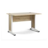 Scrivania Albertine, Scrittoio multiuso, Tavolo per ufficio porta PC, Piano di lavoro, 120x80 h75 cm, Quercia e Bianco