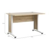 Scrivania Albertine, Scrittoio multiuso, Tavolo per ufficio porta PC, Piano di lavoro, 120x80 h75 cm, Quercia e Bianco