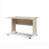 Scrivania Albertine, Scrittoio multiuso, Tavolo per ufficio porta PC, Piano di lavoro, 120x80 h75 cm, Quercia e Bianco