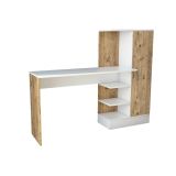 Scrivania Ancha, Scrittoio angolare, Tavolo ufficio multiuso, Scrivania salvaspazio multi posizione, 152x40h120 cm, Quercia e Bianco
