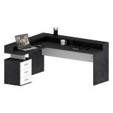 Scrivania angolare ardesia 180x90cm con 3 cassetti - Leonilda
