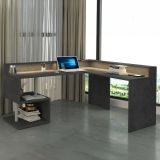 Scrivania angolare ardesia 180x93cm con supporto computer - Adelma
