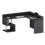 Scrivania angolare ardesia 180x93cm con supporto computer - Adelma