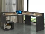 Scrivania angolare ardesia 180x93cm con supporto computer - Adelma