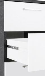 Scrivania angolare ardesia e bianca lucida 180x60cm con 3 cassetti - Ascuby