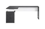 Scrivania angolare ardesia e bianca lucida 180x60cm con 3 cassetti - Ascuby