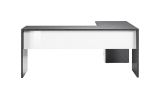 Scrivania angolare ardesia e bianca lucida 180x60cm con 3 cassetti - Ascuby