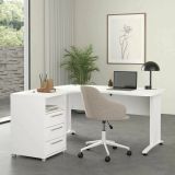 Scrivania angolare bianca 159x150cm con 3 cassetti - Estong