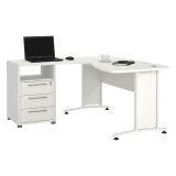 Scrivania angolare bianca 159x150cm con 3 cassetti - Estong