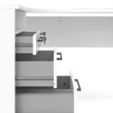 Scrivania angolare bianca e grigia 159x150cm con 3 cassetti - Alfango