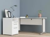 Scrivania angolare bianca e grigia 159x150cm con 3 cassetti - Alfango