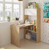 Scrivania angolare bianca e legno 108x140cm con libreria - Apogee