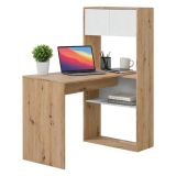 Scrivania angolare bianca e legno 108x140cm con libreria - Apogee