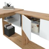 Scrivania angolare bianca e legno 108x140cm con libreria - Apogee
