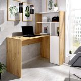 Scrivania angolare bianca e rovere nodi 110x81cm con libreria - Aiden