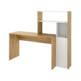 Scrivania angolare bianca e rovere nodi 110x81cm con libreria - Aiden