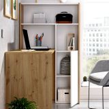 Scrivania angolare bianca e rovere nodi 110x81cm con libreria - Aiden
