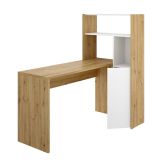 Scrivania angolare bianca e rovere nodi 110x81cm con libreria - Aiden