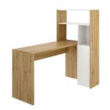 Scrivania angolare bianca e rovere nodi 110x81cm con libreria - Aiden