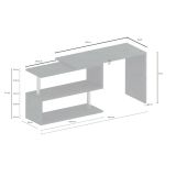 Scrivania angolare bianca lucida 120x50cm con 2 cassetti - Topazio