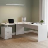 Scrivania angolare bianca lucida 180x60cm da ufficio - Ascuby