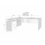 Scrivania angolare bianca lucida 180x60cm da ufficio - Ascuby