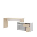 Scrivania angolare bianca lucida e legno 139x92cm con 1 cassetto - Andor