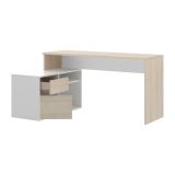 Scrivania angolare bianca lucida e legno 139x92cm con 1 cassetto - Andor