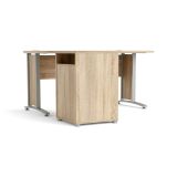 Scrivania angolare grigia e quercia 159x150cm con 3 cassetti - Alfango