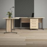 Scrivania angolare grigia e quercia 230x200cm con 4 cassetti - Megh
