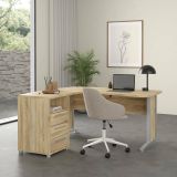 Scrivania angolare quercia 159x150cm con 3 cassetti - Lumpur