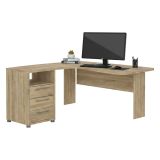 Scrivania angolare quercia 159x150cm con 3 cassetti - Lumpur