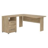 Scrivania angolare quercia 159x150cm con 3 cassetti - Lumpur