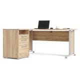 Scrivania angolare quercia e bianca 159x150cm con 3 cassetti - Alfango