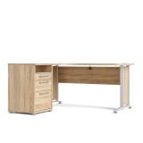 Scrivania angolare quercia e bianca 159x150cm con 3 cassetti - Alfango