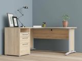 Scrivania angolare quercia e bianca 159x150cm con 3 cassetti - Alfango